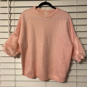 Light pink faux fur sleeve sweater